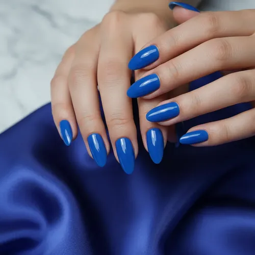 Uñas Press On Almendra Medio Azul