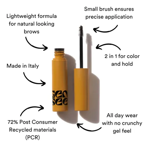 Gel Para Cejas Gen See Marrón Medio, 3,5 Ml, Tinte Y Fijació