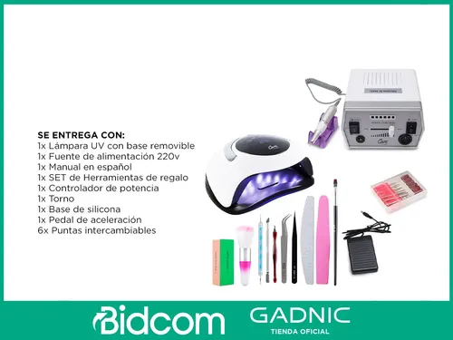 Kit Lámpara Led Uv 120w Bq5 Pro Gadnic Torno Uñas Eléctrico
