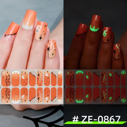 Set 2 Uds Calcomanías Uñas Luminosas Halloween Adhesivas
