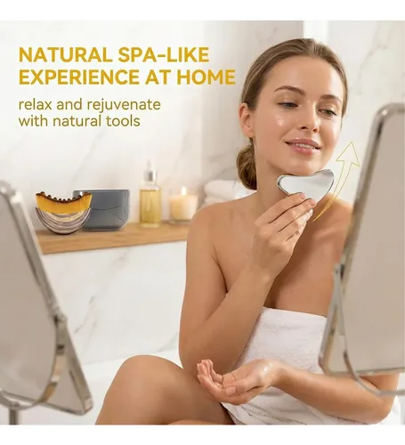 Set Gua Sha Acero Y Cepillos Faciales Para Drenaje