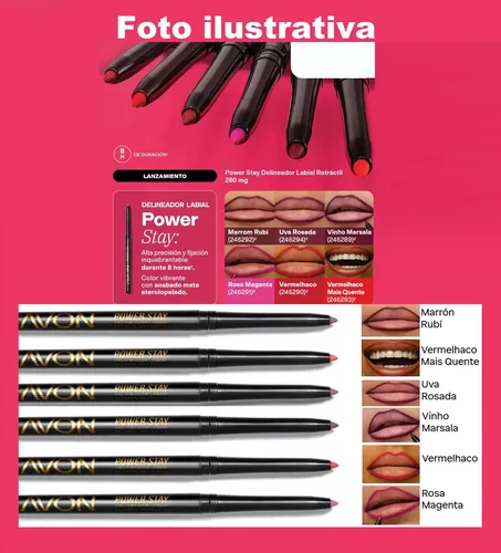 Delineador Labial Retratil 280mg Power Stay Avon Marrom Rubi