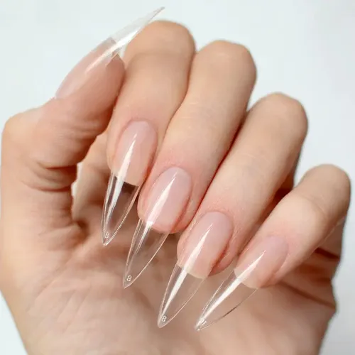 Easy Tips Pink Mask Stiletto Medium Soft Gel Press