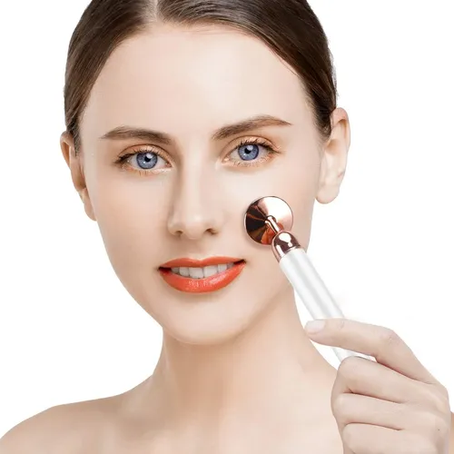 Rodillo Facial De Jade Eléctrico 3 En 1 Cuarzo Rosa