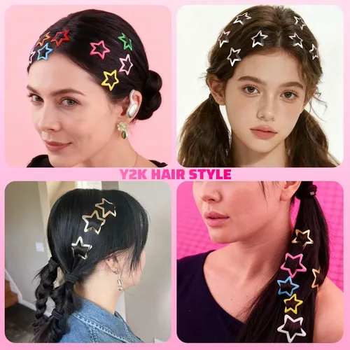100 Pinzas De Pelo Con Estrellas De Colores