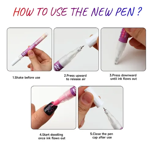 12 Colors Nail Art Pens Set, Nail Art Markers With Gel ..