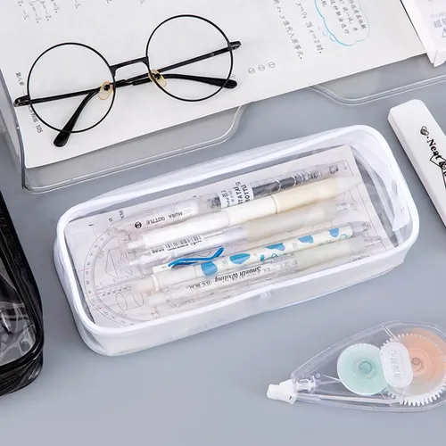 2pcs Neceser Transparente Cremallera Maquillaje Viaje