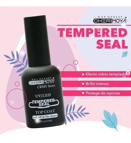 Top Coat Tempered Seal Efecto Vidrio Templado Cherimoya 15ml Color Transparente