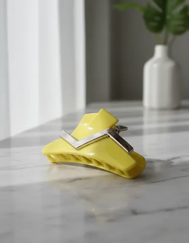 Hebilla Broche Para Pelo Plástico Amarillo Vintage Retro