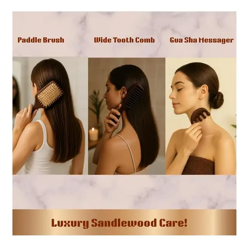 Set De Regalo Con Cepillo Y Peine De Madera Para El Cabello Sandalwood Brown