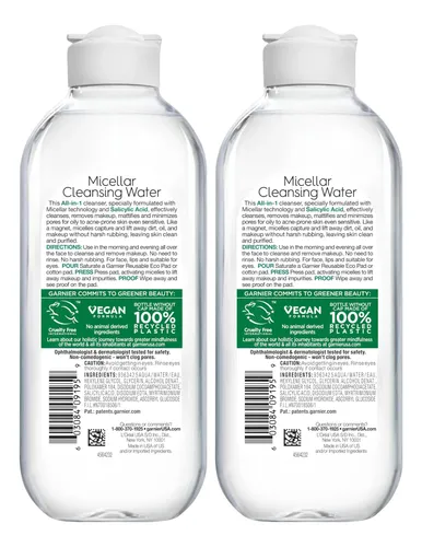 Agua Micelar, Ácido Salicílico Garnier, 400 Ml, Paquete De 2