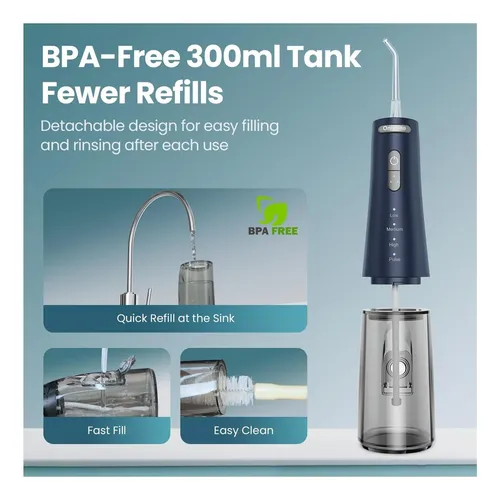 Irrigador Bucal Portátil Con Hilo Dental De Agua Onlyone Azul