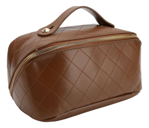 Bolsa De Maquillaje De Piel Sintética Con Gran Apertura Que