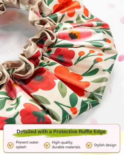 Gorro De Baño Impermeable Xl Con Estampa Floral Y Elástico