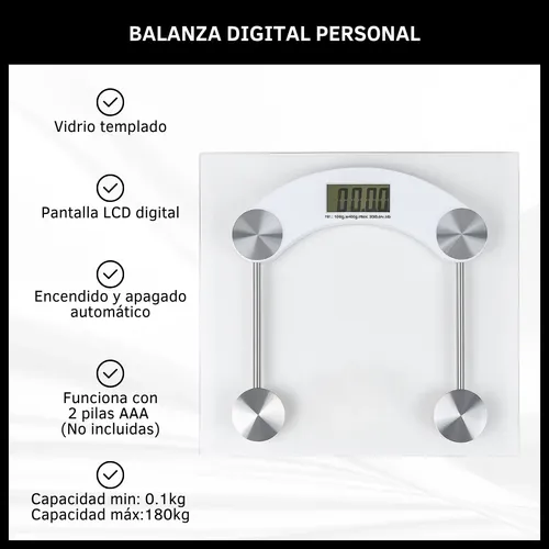 Balanza Digital Oryx Or-2025r Vidrio Blanco Hasta 180 Kg