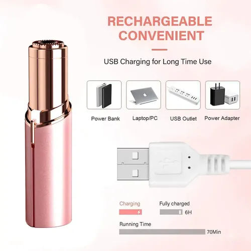 Afeitadora Facial Depilación Removedor Vello Oro Rosa Led