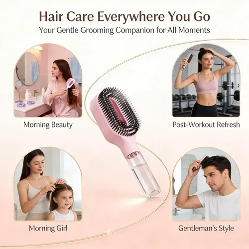 Botella Rociadora Y Peine Combinado Para Cabello Rosa