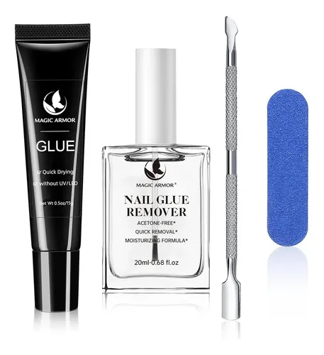 Pegamento y Removedor de Uñas Postizas Magic Armor – Sin UV, Secado Rápido y sin Acetona