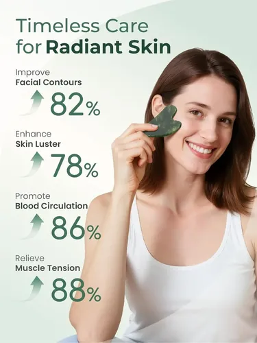 Gua Sha Tool Topold, Piedra De Jade Natural, Cara Verde