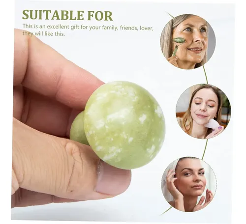 Set de Rodillos de Jade Natural para Masaje Facial y Ocular