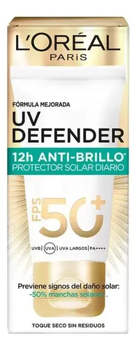 Protector Solar facial L’Oréal Paris UV Defender Antibrillo FPS50+ sin color x40ml