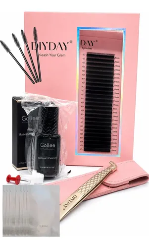 Kit Extensiones De Pestañas+adhesivo Pegamento+pinza Diyday