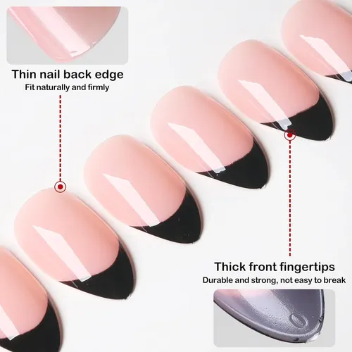 Uñas Postizas Stiletto Medium Claw Black French Tip