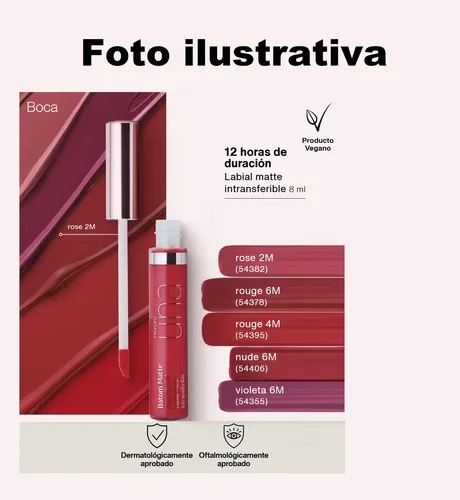 Labial Liquido Matte Intransferible 8ml Una Natura Vegano