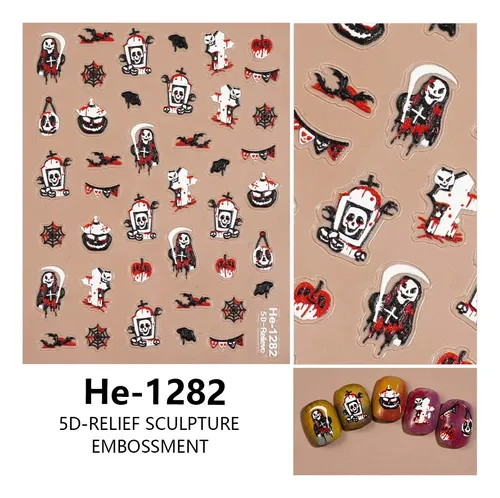 2 Pegatinas For Uñas De Calaveras De Halloween