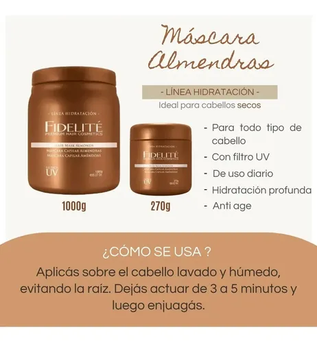 Kit Máscaras Fidelite 1kg Keratina Coco Almendra Acida Bomba