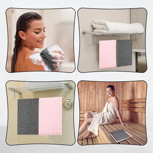 Toallón Exfoliante Ducha 2 Unidades Negro Y Rosa
