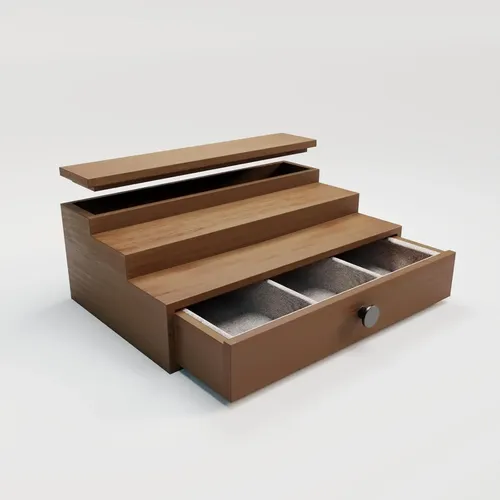 Organizador De Perfumes Pinowood 3 Estantes Cajón Oculto 01 Marrón Claro