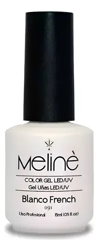 Esmalte Meline Nuevos Colores Gel Uv/led Semip. X 15 Ml Color 091 Blanco French