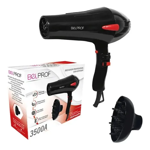 Secador de Pelo Belprof YL-3500A Negro 1800W 2 Velocidades Aire Frío Motor CA