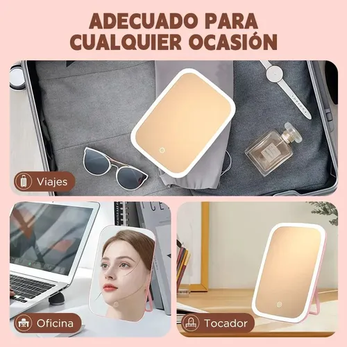 Espejo De Maquillaje Led Ruiyue Con 3 Niveles, Recargable Po