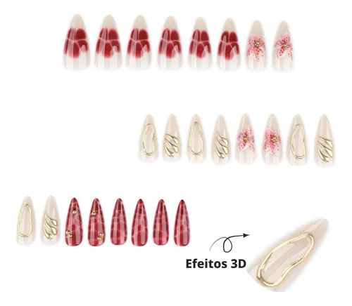 Xw. Aflorish- 3d Flor 3d Estéreo Amêndoa Longa Unhas