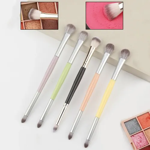 5 Pinceles Doble Punta Para Detalles Sombras Ojos Multicolor