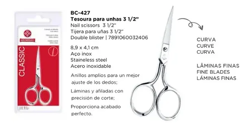 Tijera Corta Uñas Punta Curva Mundial W427
