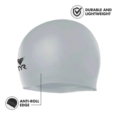 Gorro De Natación Tyr De Látex Para Adultos Negro Y Plata Pa