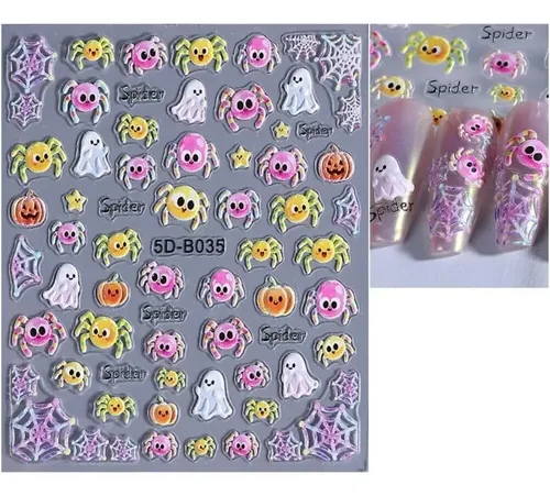 3 Pegatinas For Uñas De Halloween, Autoadhesivas, Calabaza