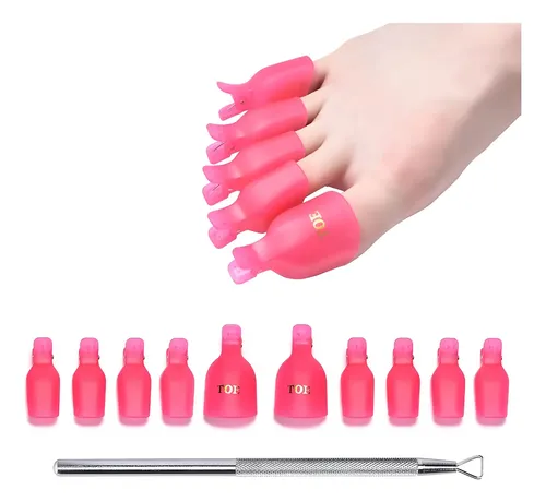 Kit De Clips Removedores De Esmalte Uv Kazi 11 Pcs Rosa