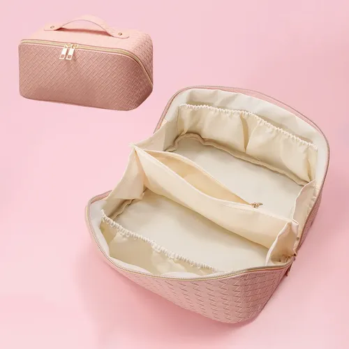 Bolsa Pu Trenzada Impermeable Multifunción Cosméticos Aseo