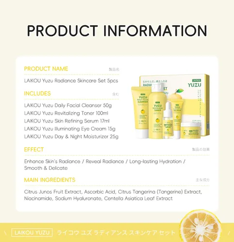 Kit Laikou Yuzu: Piel Suave, Radiante Y Nutrida 5 Piezas