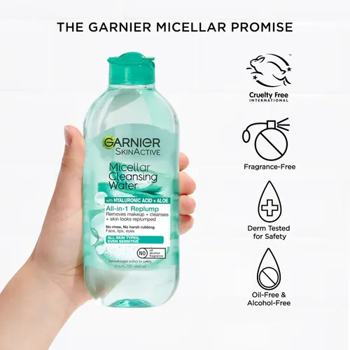 Garnier Agua Micelar Con Ácido Hialurónico, Limpiador Facial