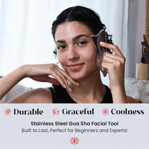 Herramienta Facial Gua Sha Acero Inoxidable Plata