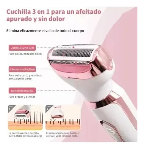 Depiladora Afeitadora Mujer 4 En 1 Facial Corporal