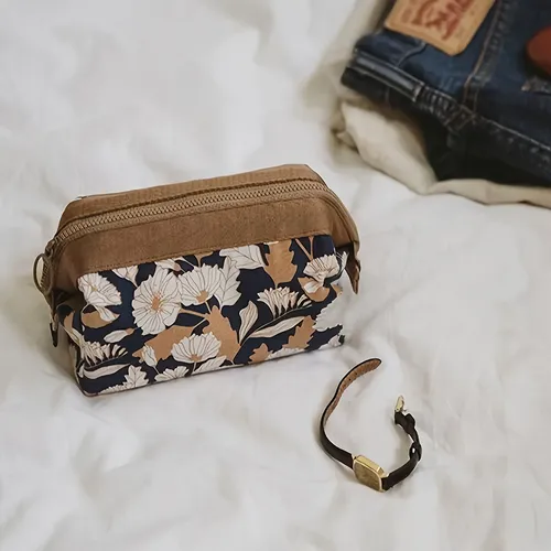 Bolsa De Almacenamiento Tipo Bolsa En Bolsa, Bolsa De Cosmét 1 Pack Of Blue Powder Thread Floral