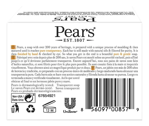 Glicerina Hidratante Facial Y Corporal Soap Pears Amber, 130