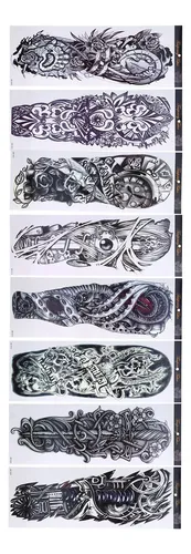 ( 8 Hojas De Pegatinas De Tatuaje De Brazo Patrón Único ~