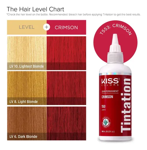 Tinte De Pelo Rojo De Kiss Tintation Semipermanente Crimson